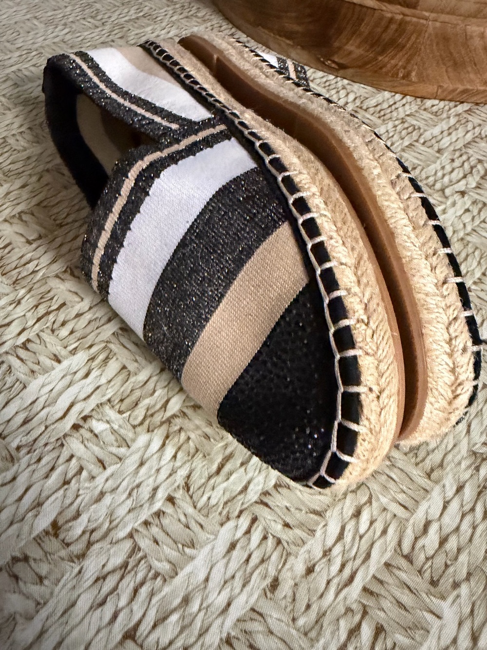 INC Espadrille flats Size 8, white,black,cream stripes, EUC, were$90 NOW $24 - Picture 7 of 16
